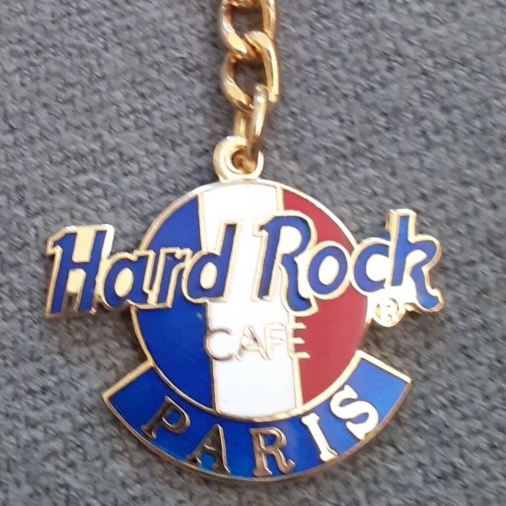Vintage Hard Rock Cafe Paris French flag keychain NWOT